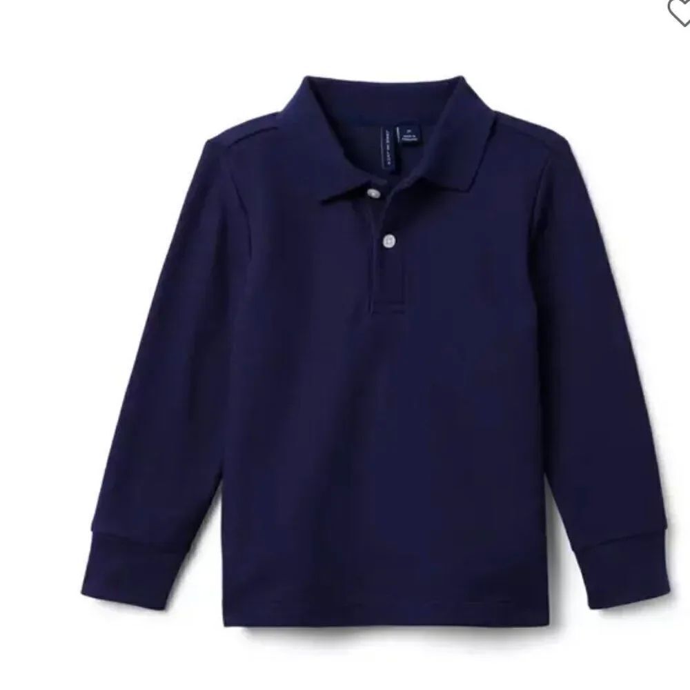 Janie and Jack 100047647 Boy Merchant Marine Long Sleeve Pique Polo NWT 12-18 mo